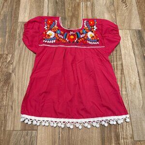 La Punkita Womens Mexican Embroidered Top